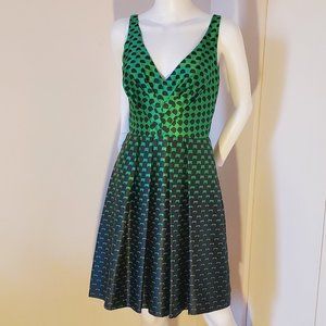 EVA FRANCO | Above the Knees Dress | Green & Black | Size 2